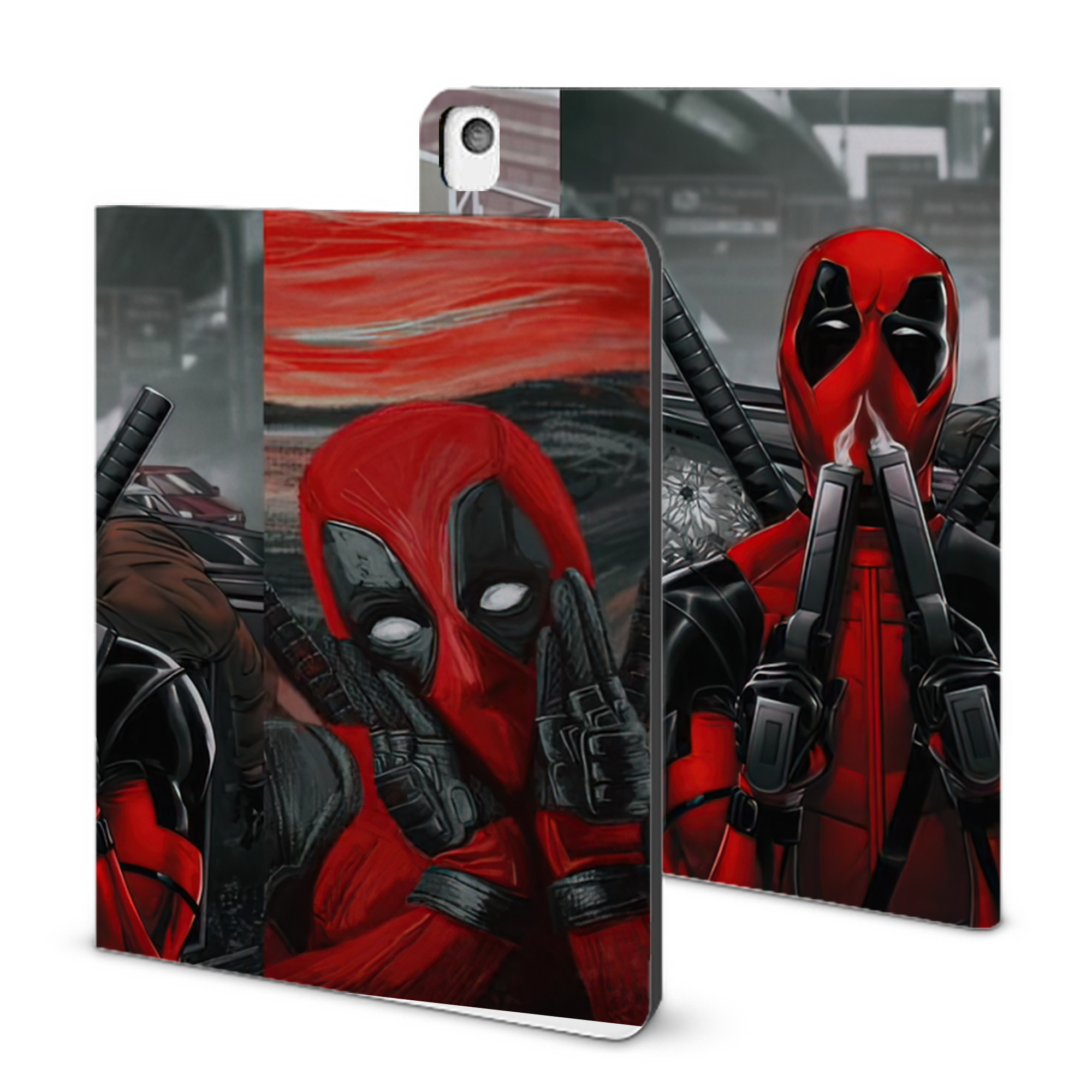 （画像用） Deadpool デッドプール IPadケース ペンホルダー付き ブックスタイルデザイン